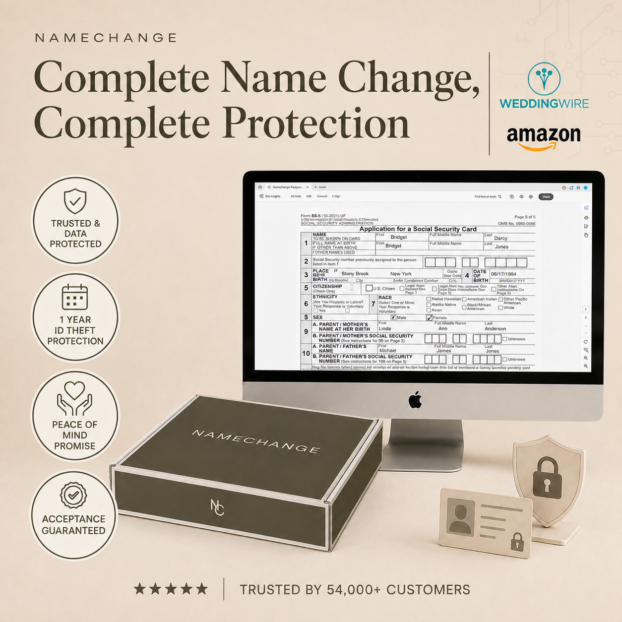 Kit and Yearly Identity Theft Protection Plan Bundle for complete name change and complete protection