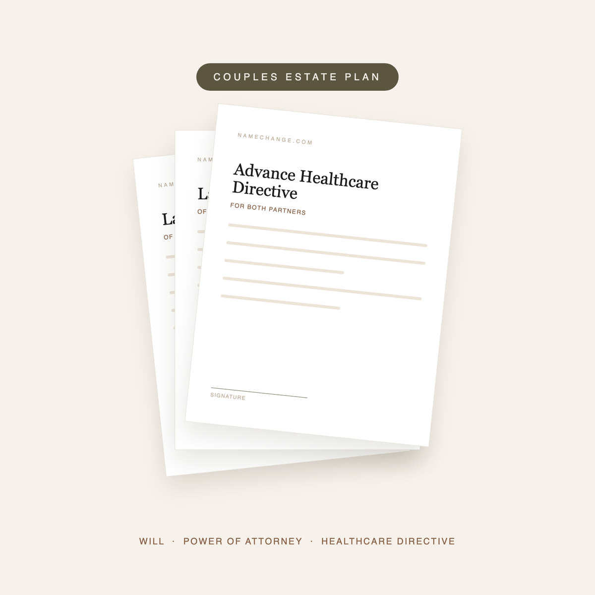 Couples Will and Estate Plan: matching wills, powers of attorney and healthcare directives